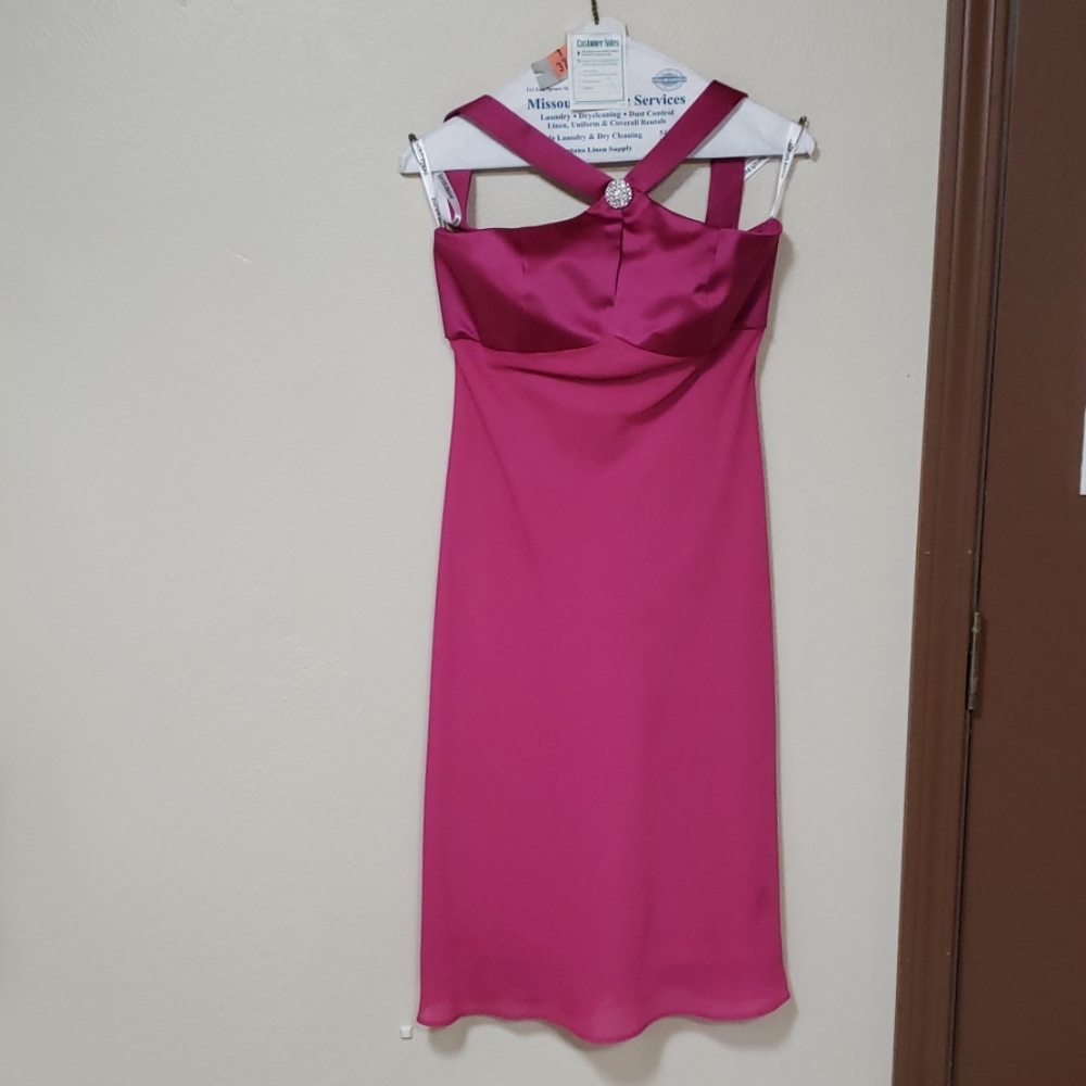 David's Bridal Magenta Bridesmaid Dress